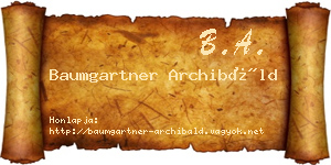 Baumgartner Archibáld névjegykártya